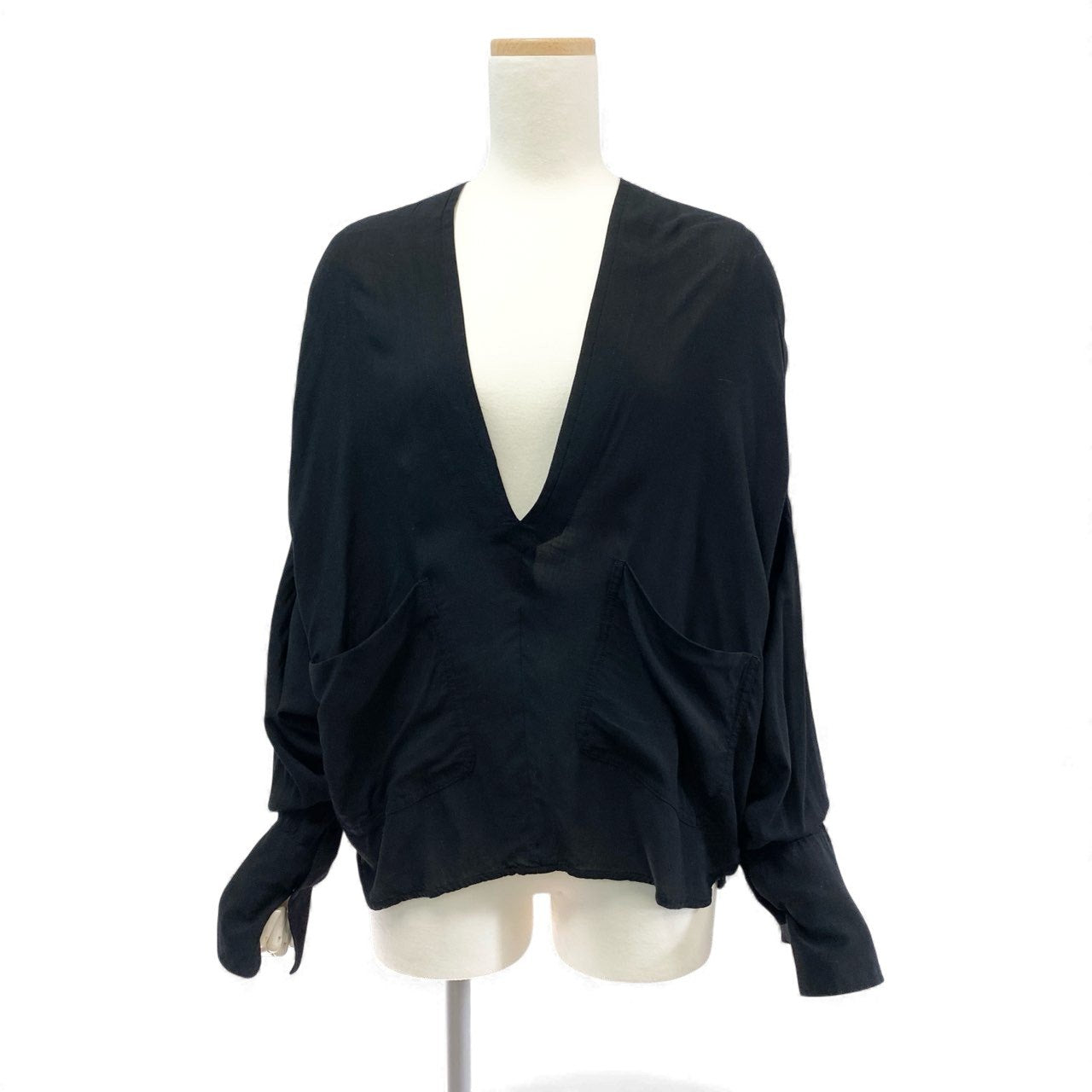 15K18 Y`s ワイズ TAKESHI KOSAKA タケシコサカ Vネックシャツ プルオーバー 長袖 ドルマンスリーブ レディース 女性用  YO-B48-230 2 ブラック レーヨン100％u02t