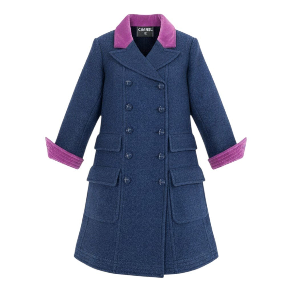 i22 CHANEL シャネル 2007FW カシミヤ ダブルコート Cashmere Blue Coat from FW2007 Ready To Wear Show P32027 ブルーt18r