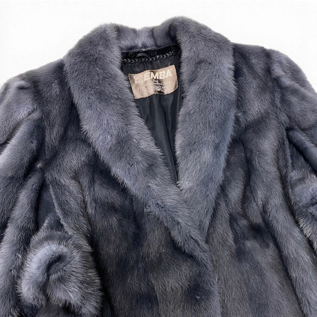 18i20 EMBA エンバ 染め 袖段 ミンクファーコート サイズ13 ブルーグレー 本毛皮 Dyed Mink Fur Coat リアルファーt18r