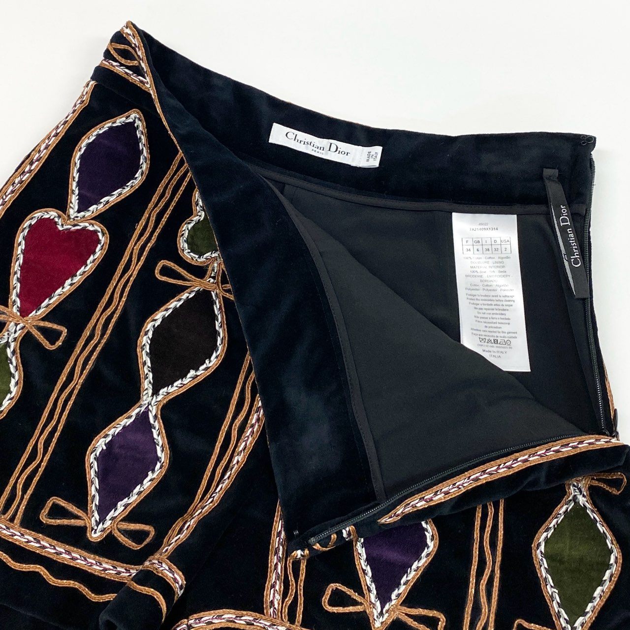 Ec2 Christian Dior クリスチャンディオール 刺繍デザイン ベルベット ショートパンツ ボトム サイズ38 レディースk02i