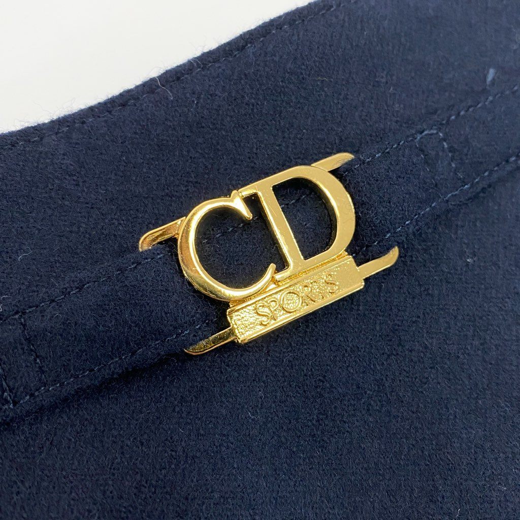 54l28【新品保管品】Christian Dior クリスチャンディオール Vintage ウールスカート タイトスカート ロゴ金具 Mサイズ ネイビー ウール100％ レディース 女性用o07t