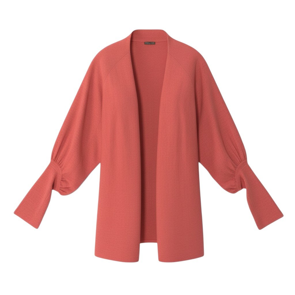 83c27 BOTTEGA VENETA ボッテガヴェネタ 変形ロングスリーブカーディガン バルーン袖 リネンシルク混 Lサイズ ピンク レディース 女性用o07t