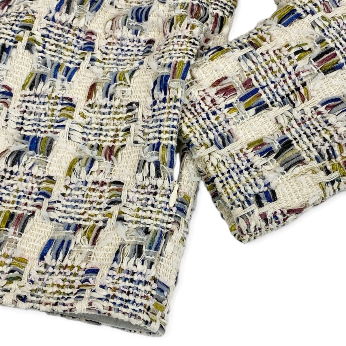 h31 【美品】CHANEL ファンシーツイード リバーシブル オーバージャケット P58258 38サイズ マルチカラー レディース 女性用k02i