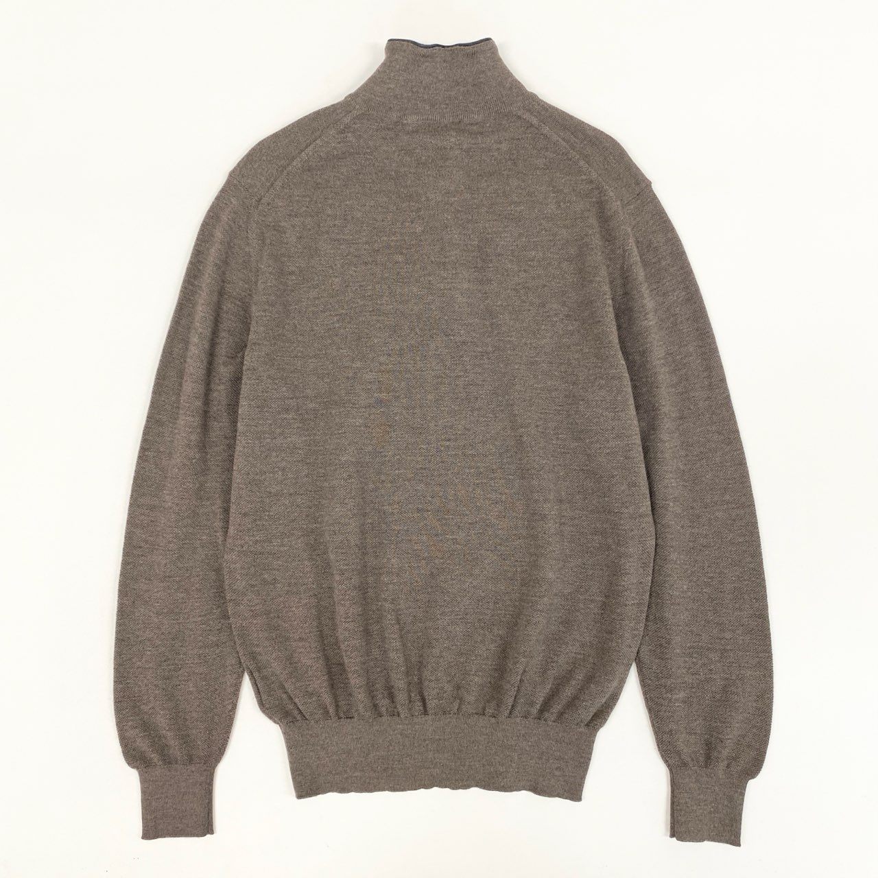 5i12 《美品》 Ermenegildo Zegna エルメネジルドゼニア ハイネック ニット セーター トップス レザーチンストラップ 48/S ブラウン ウールカシミヤ メンズu02t