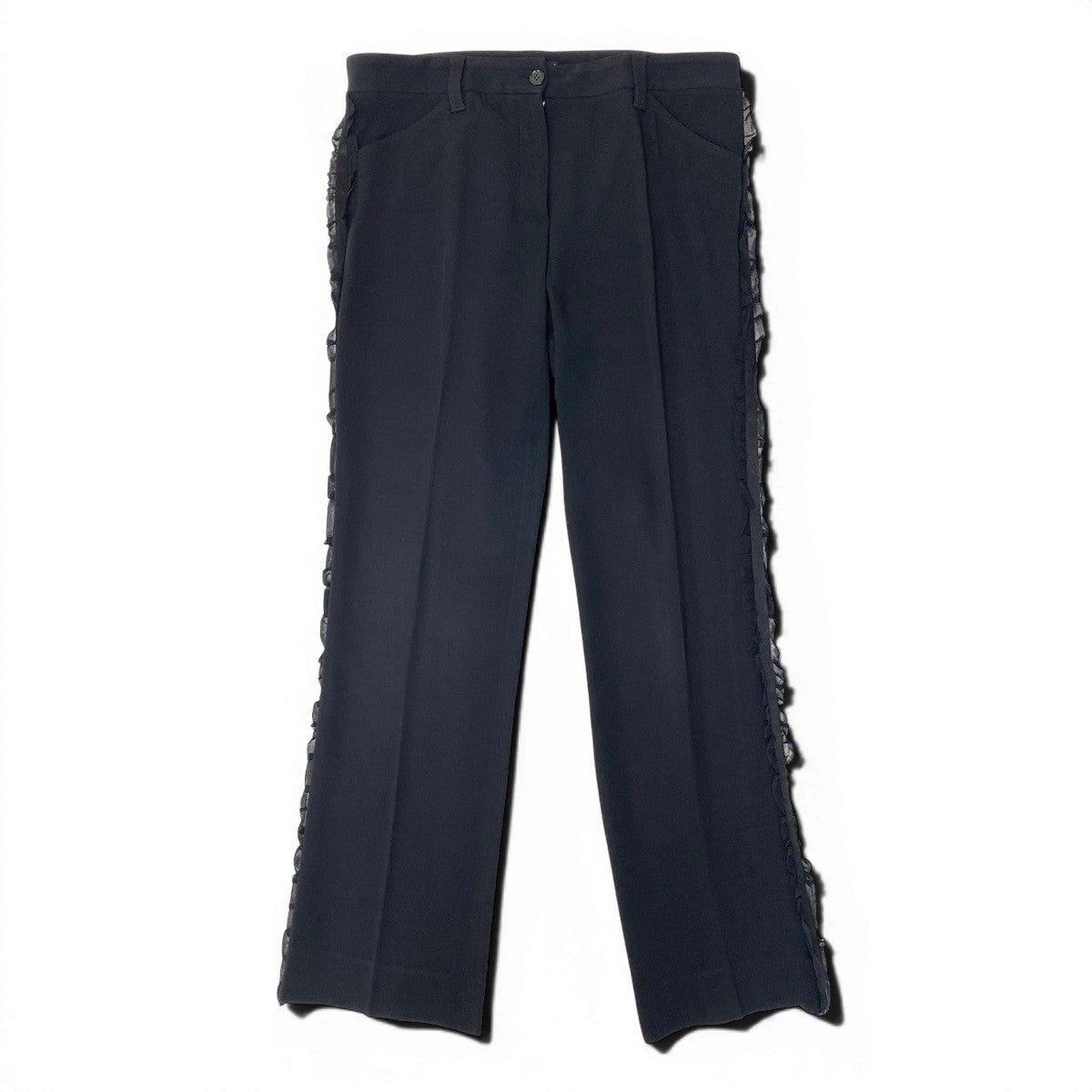 Ef12 DOLCE&GABBANA ドルチェアンドガッバーナ サイドレース スラックスパンツ 伸縮ストレッチ サイズ44 ブラック レディース 女性用t18r