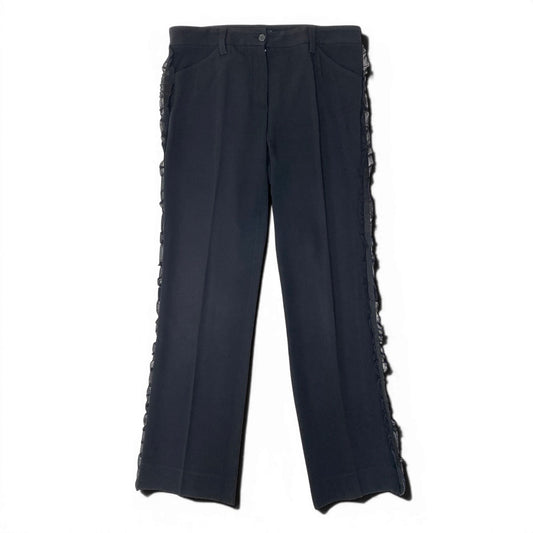 Ef12 DOLCE&GABBANA ドルチェアンドガッバーナ サイドレース スラックスパンツ 伸縮ストレッチ サイズ44 ブラック レディース 女性用t18r