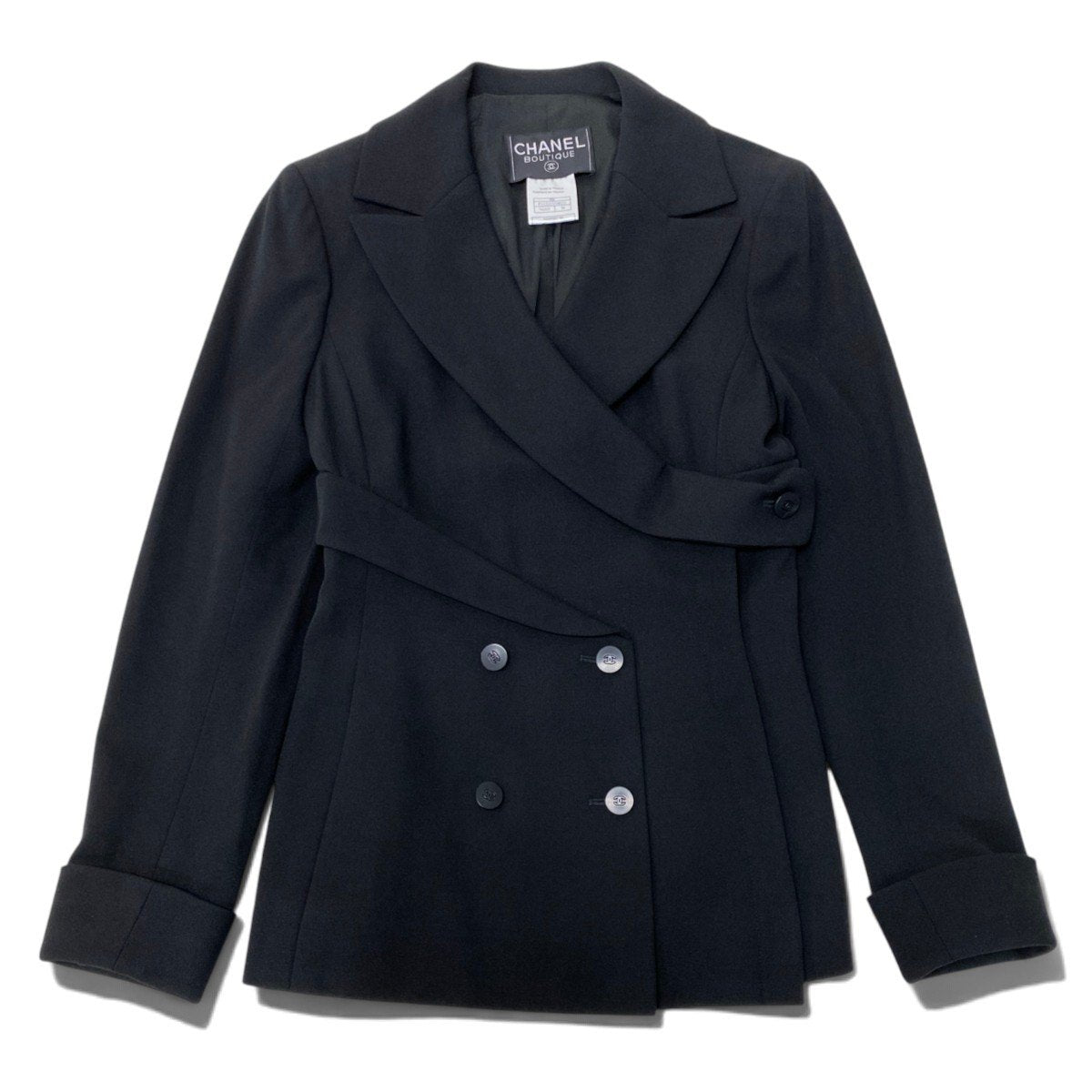 i13 CHANEL シャネル 98P 特殊形状 テーラードジャケット Vinatge Architectural Blazer Black P11222 Size38 ブラックt18r