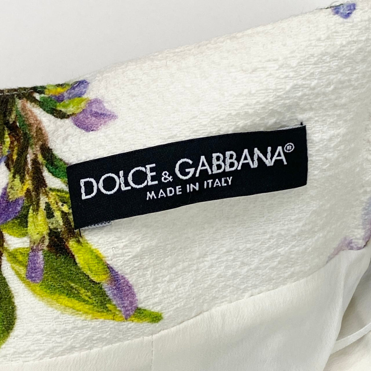 i18 【美品】DOLCE&GABBANA 台形スカート ベルトデザイン 藤の花 38サイズ マルチカラー レディース 女性用k02i