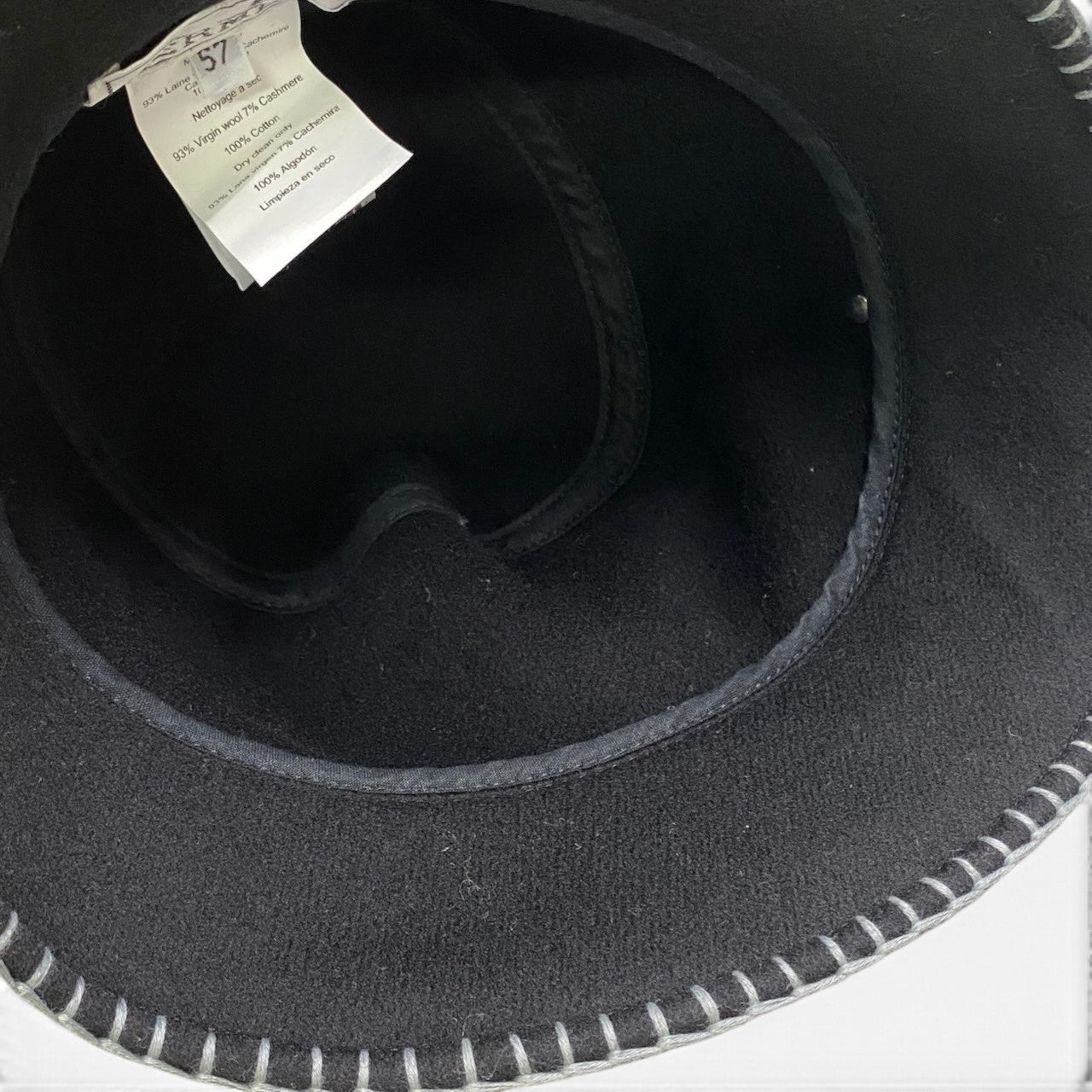 i2 【極美品】 Hermès エルメス アヴァロン ステッチ ウールハット カシミヤ混 セリエボタン H242041N サイズ57 ブラック レディース