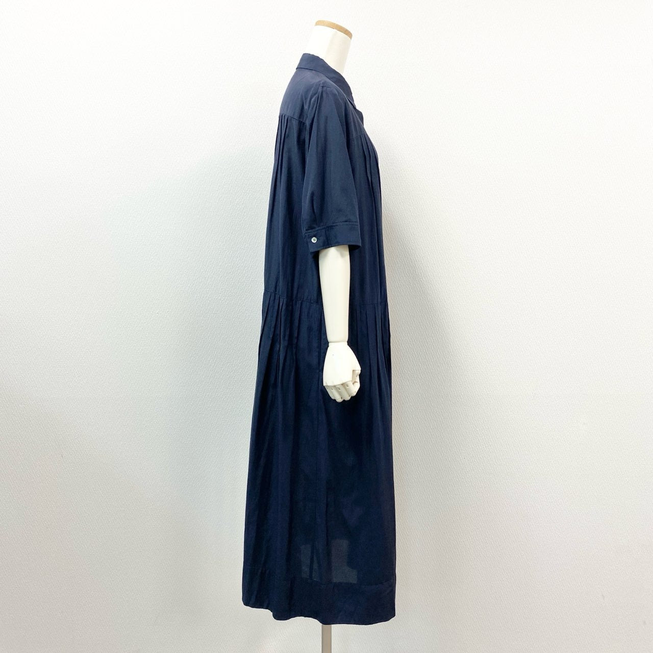 80k11 MORABITO BLANC モラビト 半袖シャツワンピース ロングワンピース フロントタック レディース 女性用 40 ネイビー 画像参照u02t