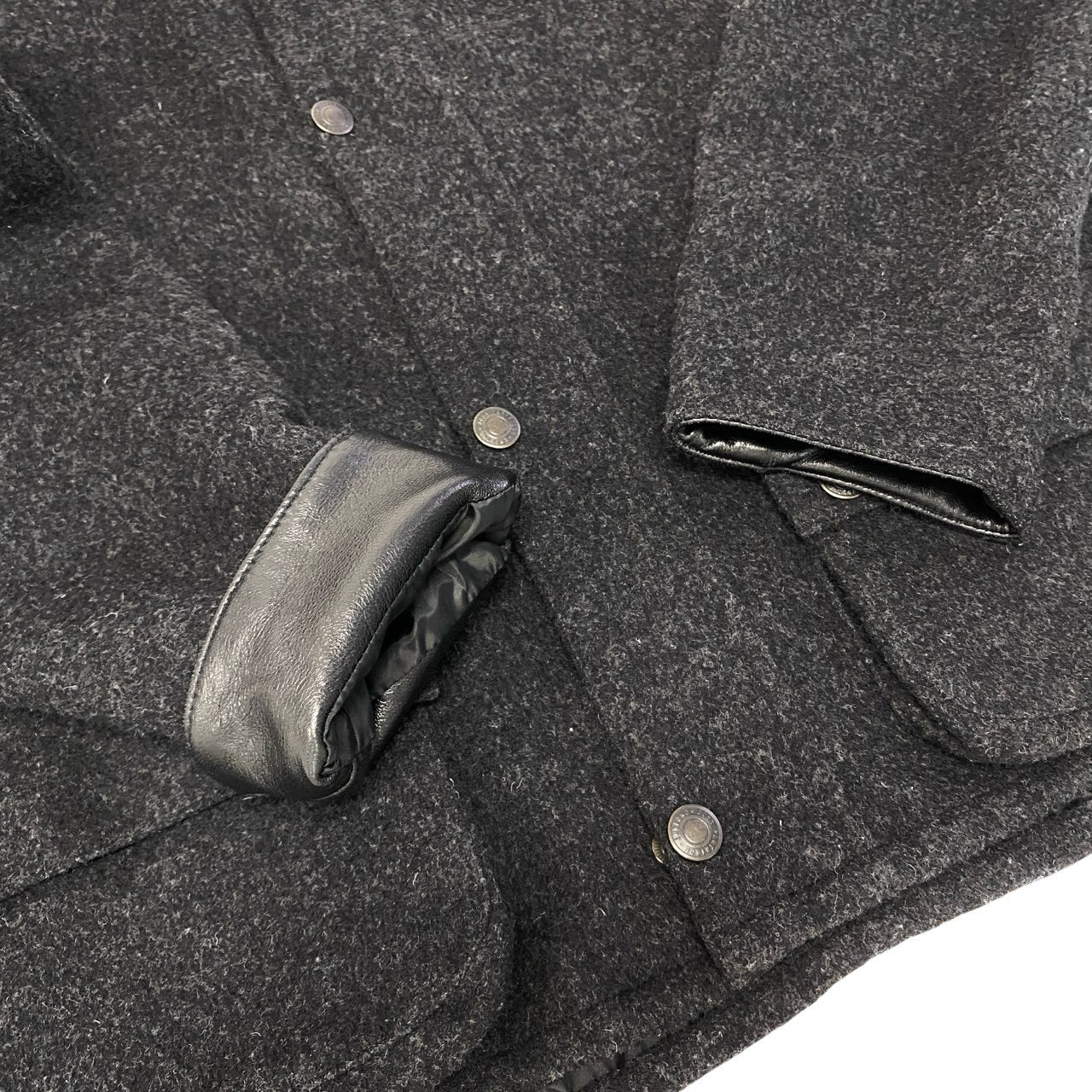 17c7 John Partridges ジョンパートリッジ レザー切替 クロップドウールジャケット ウールショートジャケット サイズS グレー メンズ アウターk02i