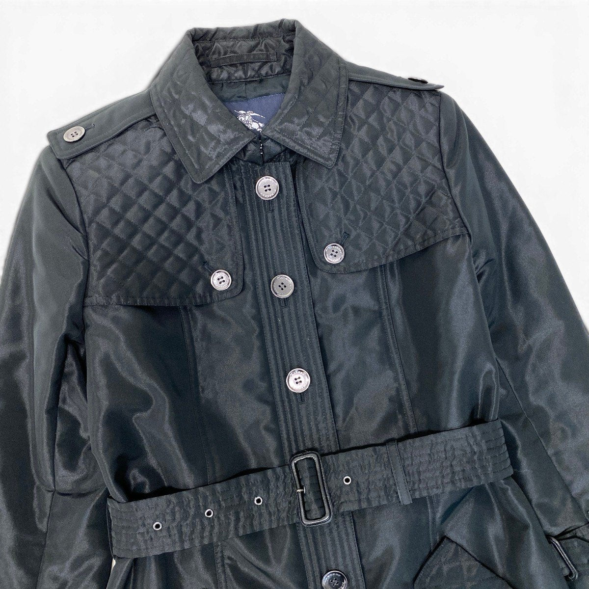 64g23 BURBERRY LONDON バーバリー 中綿トレンチコート キルティング サイズ36 ブラック レディースo07t