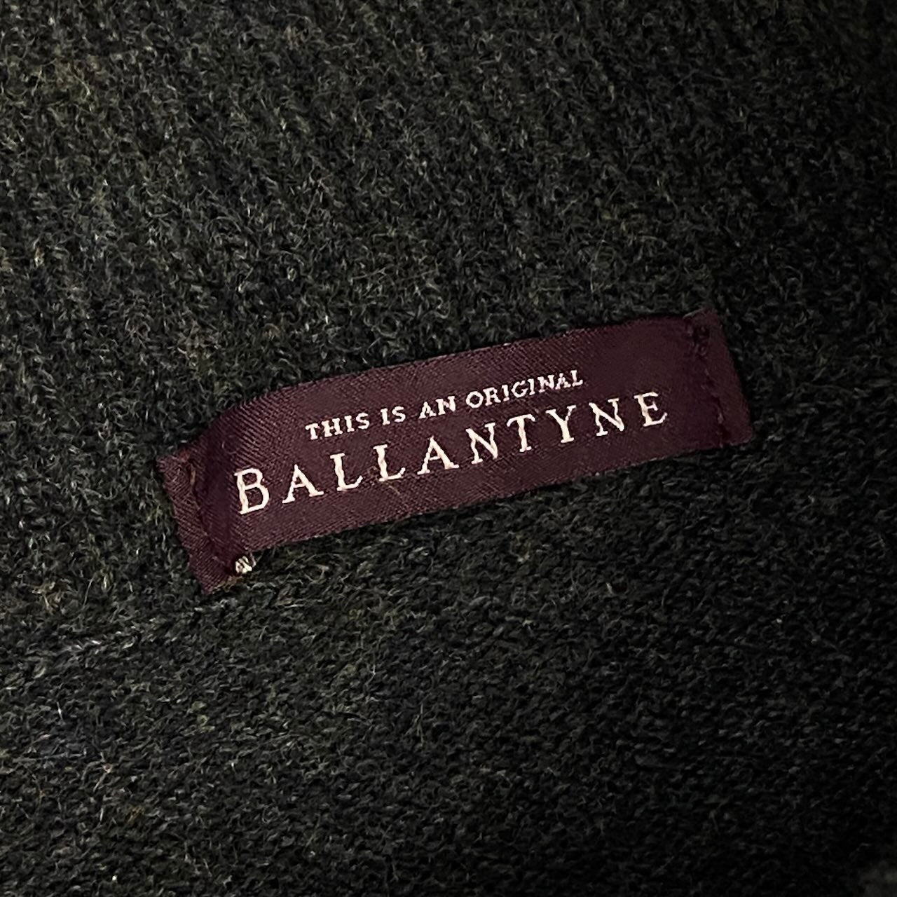 41e14 【美品】BALLANTYNE バランタイン ロングスリーブカシミヤニットセーター ハイネックセーター アーガイル柄 44サイズ グリーン カシミヤ100％ メンズ 男性用u02t