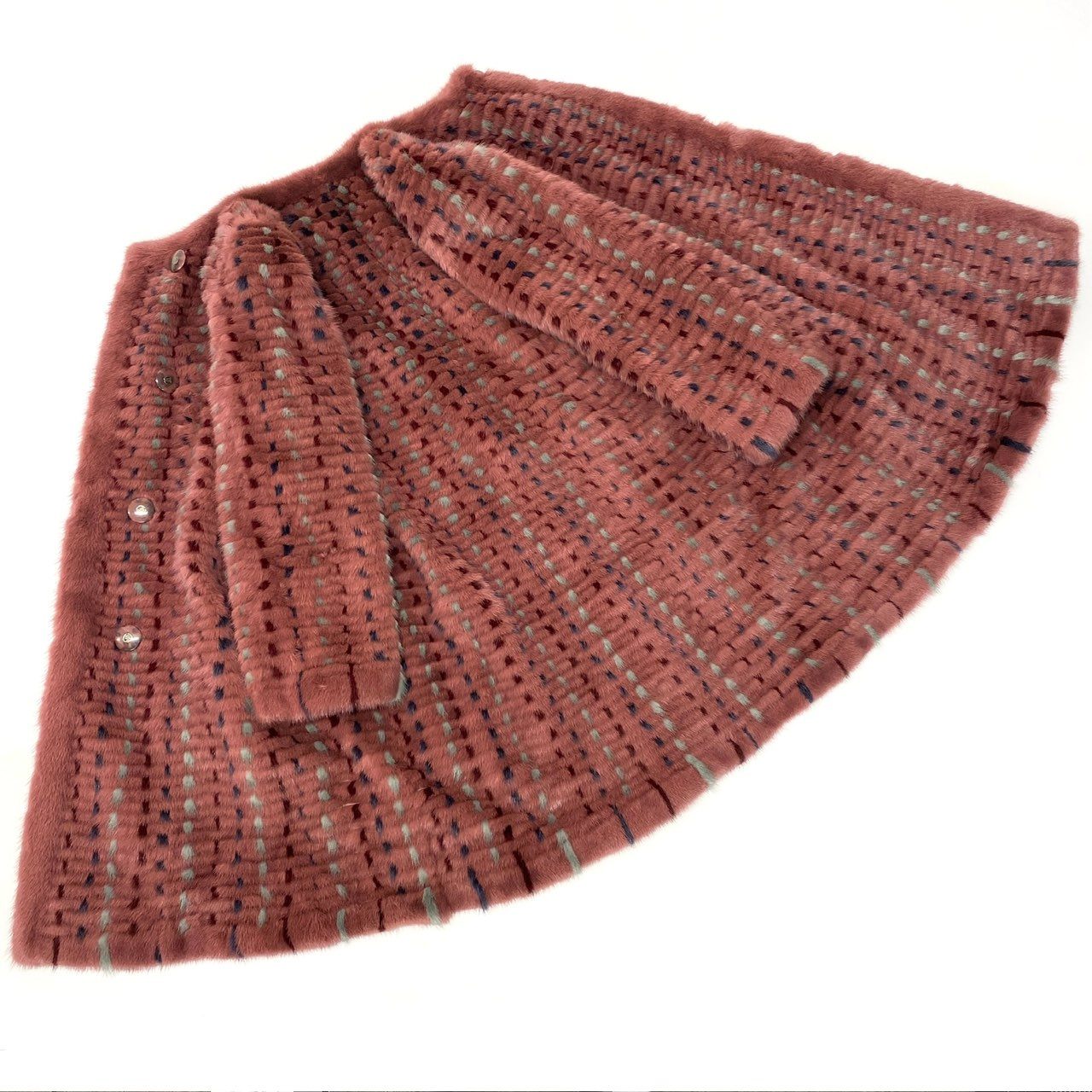 34a16 染めミンク ミックスファー リバーシブルコート サイズF ピンク 本毛皮 Dyed Mink Fur Coatt18r