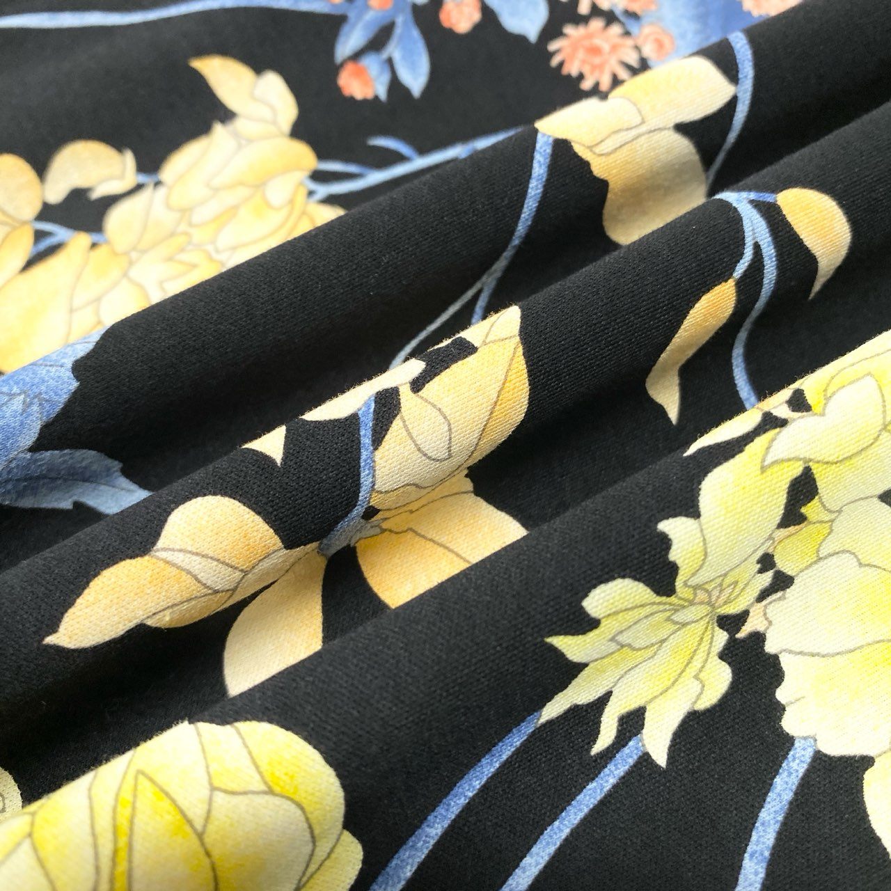 11b6【極美品】LEONARD レオナール 半袖ロングワンピース 美しい花柄プリント  0390613 42サイズ ブラック コットン100％ レディース 女性用u02t