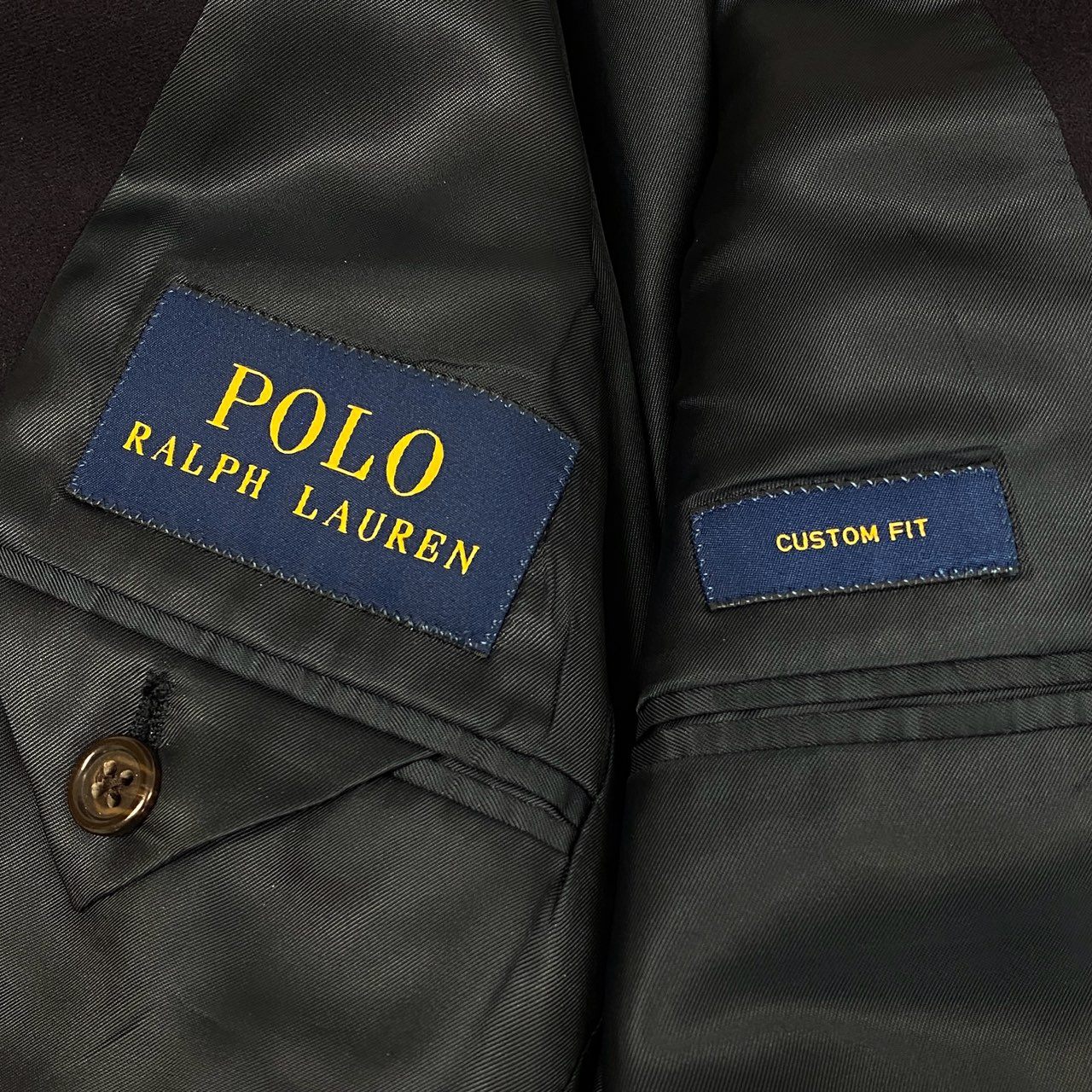 31L8 POLO RALPH LAUREN ポロラルフローレン テーラードジャケット ブレザー 紺ブレ 金ボタン CUSTOM FIT メンズ 紳士服 36 S  ネイビー ウール100％k02i