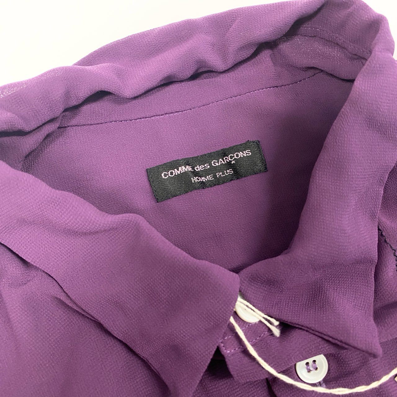 50b12 【美品】COMME des GARCONS HOMME PLUS コムデギャルソンオムプリュス 2002 ボタンダウンシアーシャツ 長袖シャツ トップス P1-B008 パープル ポリエステル100％ メンズ 男性用k02i