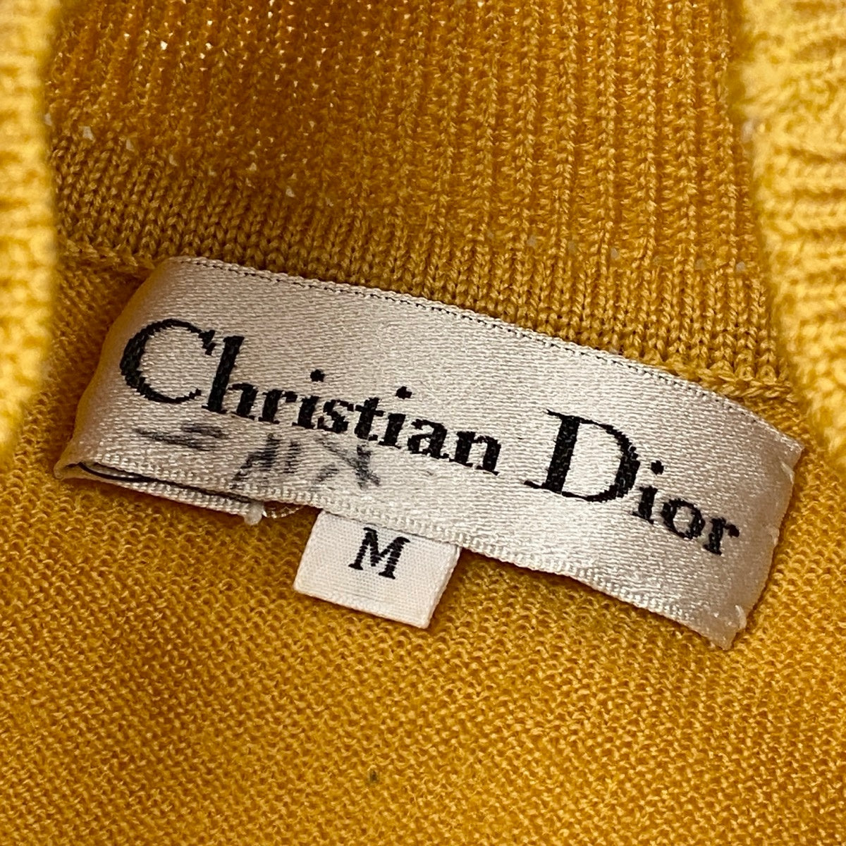 Ih6 Christian Dior クリスチャンディオール モックネック ニットセーター 長袖ニット CDロゴ刺繍 ウールニット KW3T14022 M マスタードイエロー ウール100％ レディース 女性用o07t