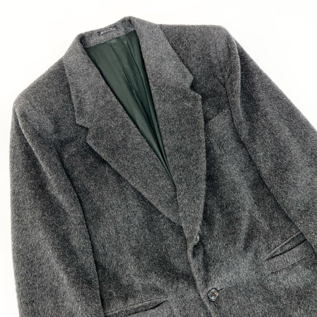 79L15 Gianni Versace ジャンニヴェルサーチ チェスターコート  ロング丈 イタリア製 46 グレー アルパカ混u02t