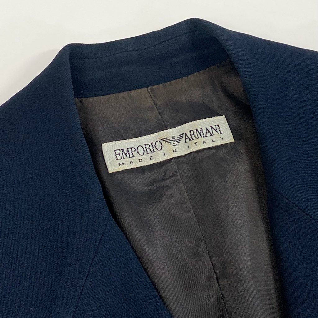 62l24 EMPORIO ARMANI エンポリオアルマーニ パンツスーツ セットアップ ジャケット ボトムパンツ 40サイズ ネイビー レディースo07t
