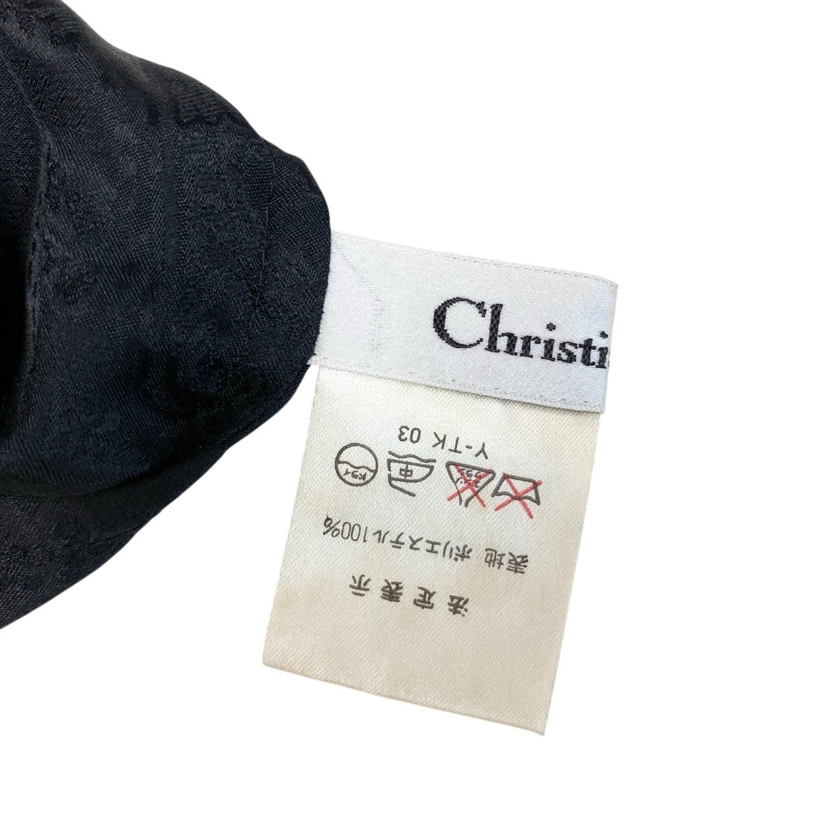 93h25 Christian Dior クリスチャンディオール ハイネック ロングスリーブシャツ 総柄 袖フリル サイズ9 ブラック ポリエステル レディースo07t