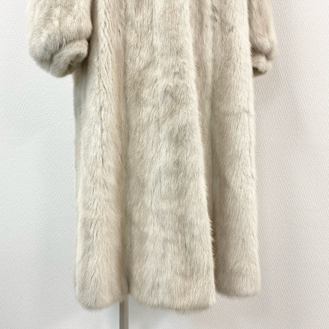 35k2《超希少》 パールミンク フード付き 超ロングコート 120cm ホワイト 最高級本毛皮 MINK FURt18r