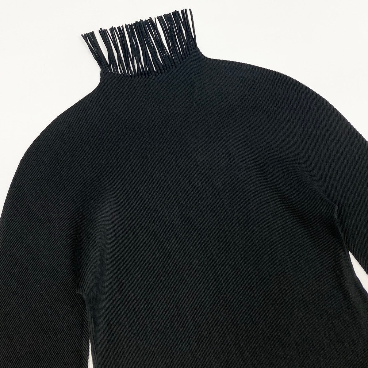Ae14 【美品】 PLEATS PLEASE プリーツプリーズ フリンジ プリーツカットソー ロングスリーブ トップス PP21-FK003 サイズ3 ブラック ポリエステル100％ レディース 女性服ta1