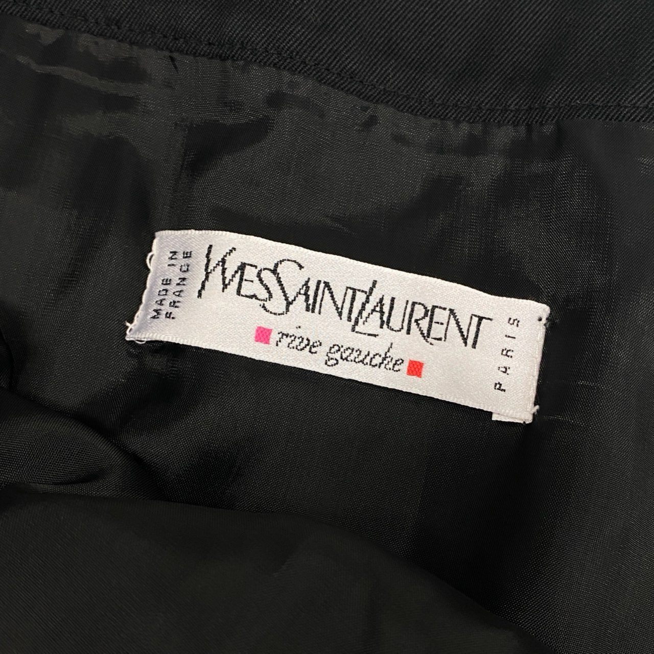 20k19 Yves Saint Laurent rive gauche イブサンローラン リヴゴーシュ フランス製 サイドジップ ショートスカート ボトムス 34 ブラック コットン