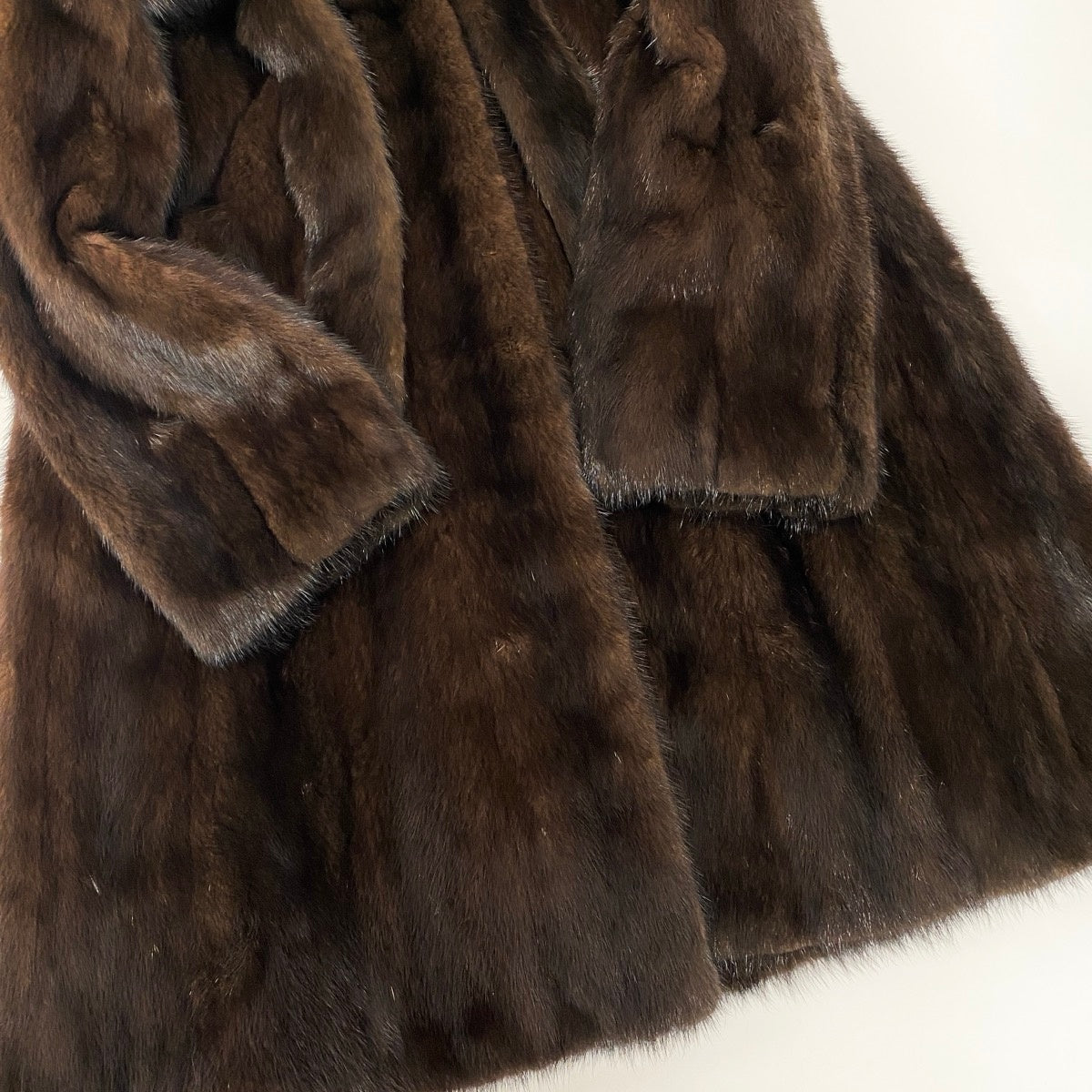 37e19 ベルト付 デミバフミンク 超ロングコート 丈115cm サイズ9 ブラウン 本毛皮 Mink Fur Long Coatt18r