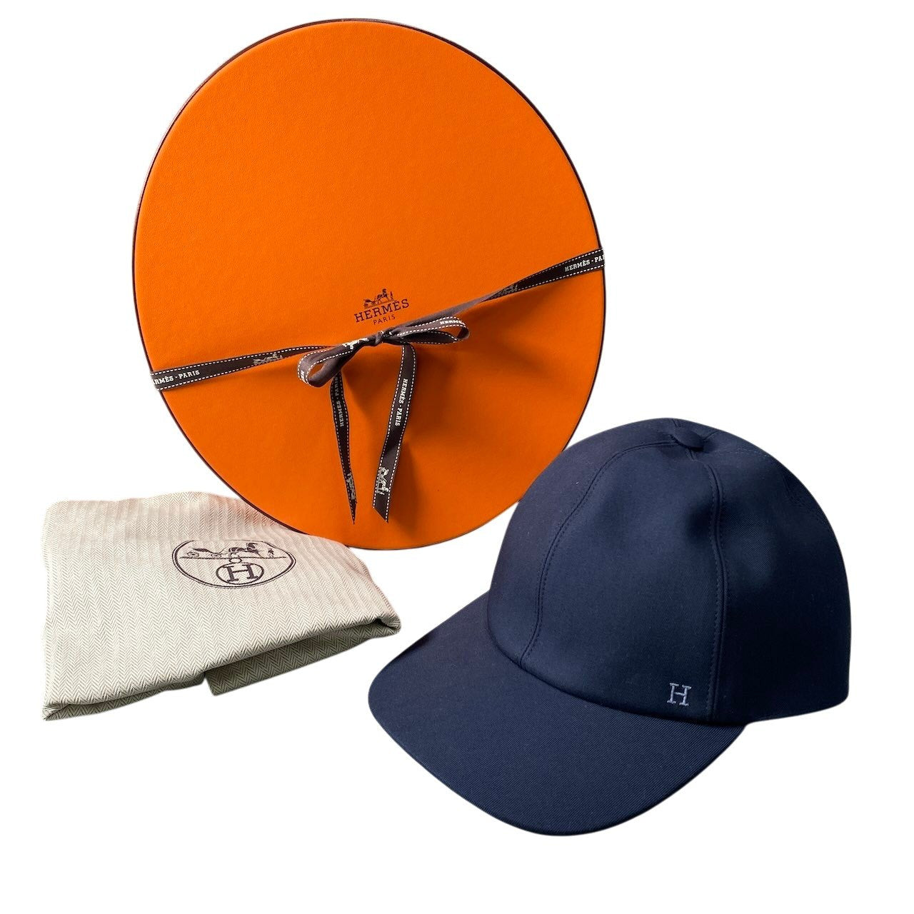 h11 【未使用品】HERMES ライリー H ドロワ 現行品 キャップ ネイビー コットン100％ レディース 女性用