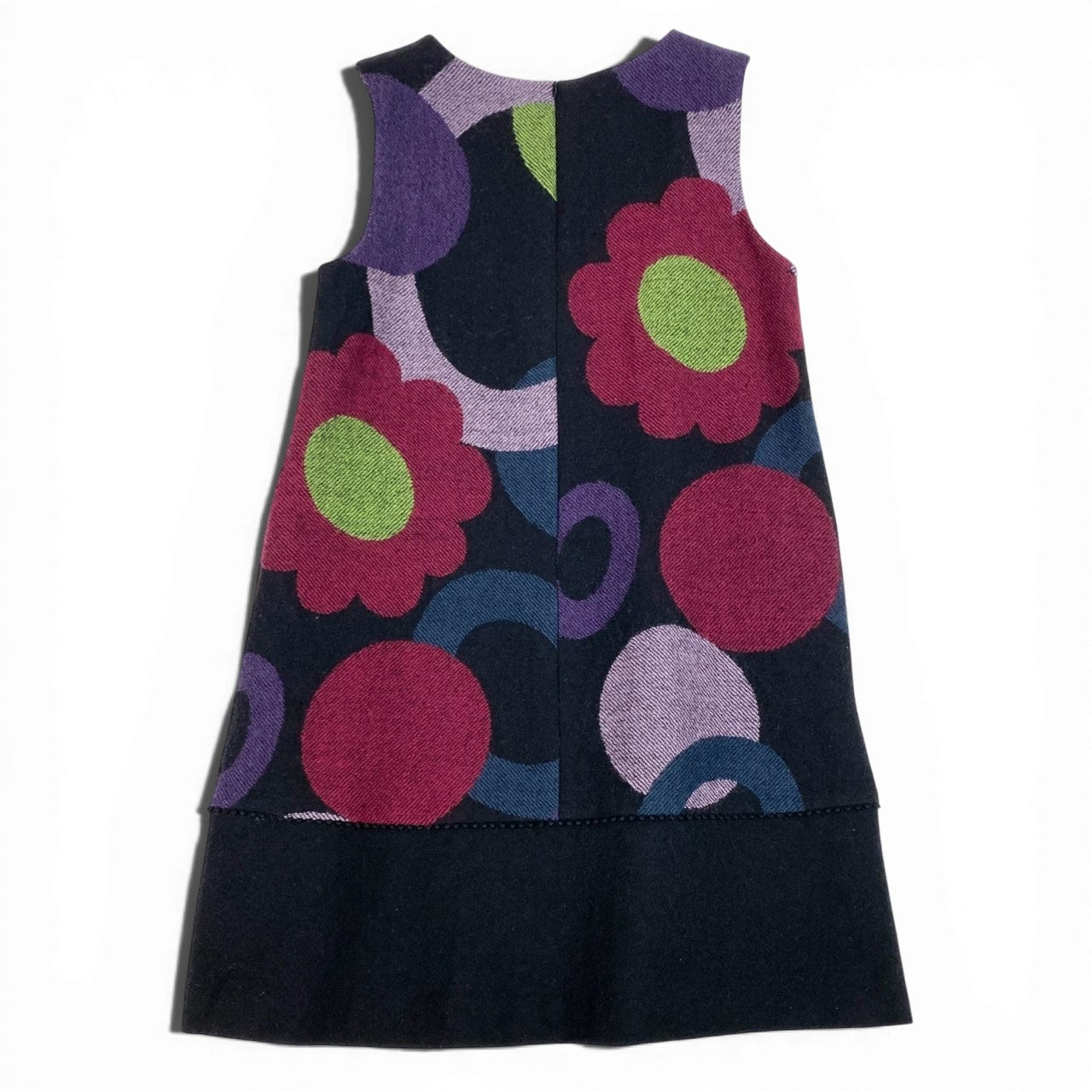 77b27 TOKUKO 1er VOL トクコプルミエヴォル ノースリーブワンピース ウールワンピース 花柄 スパンコール 刺繍 レディース 女性服 サイズ9 ブラックu02t