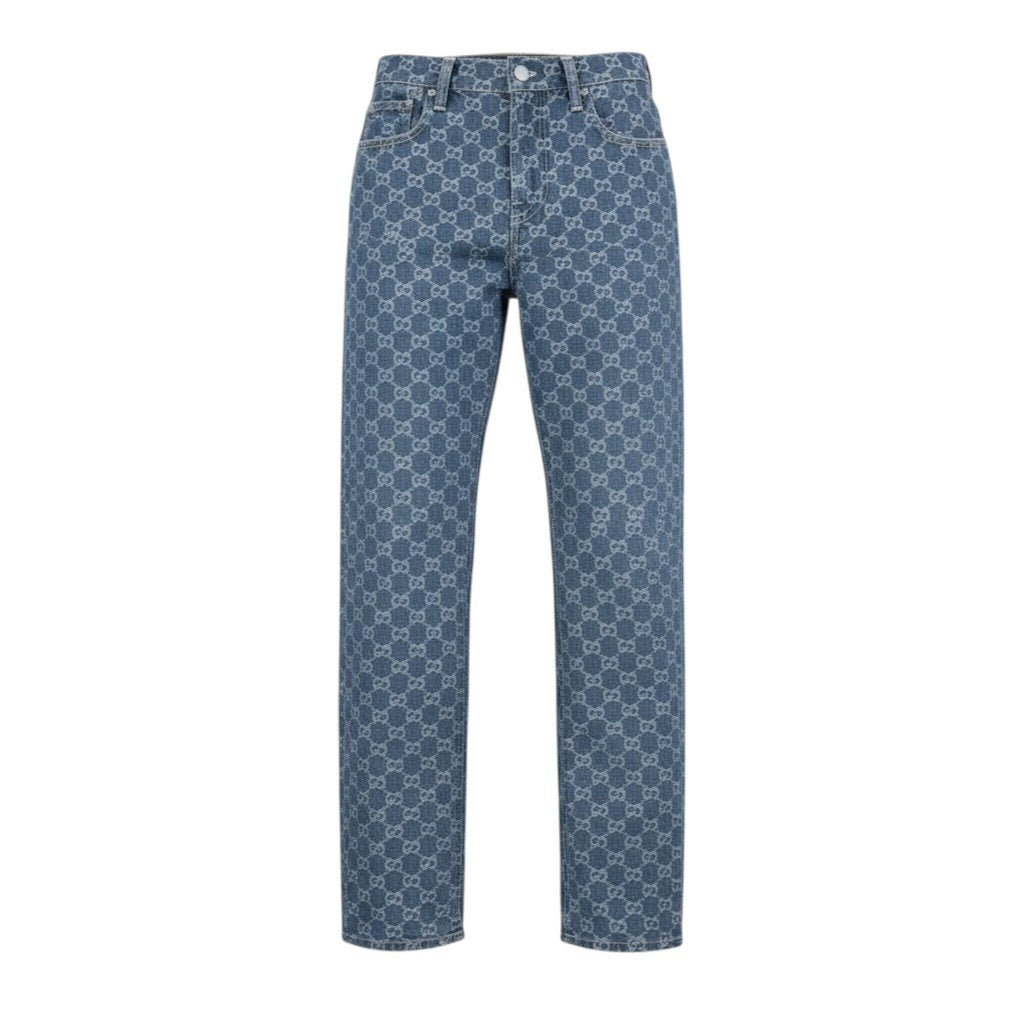 Ic16 【未使用品】GUCCI グッチ GGコットンデニムジャガードパンツ デニムパンツ サイズ24 インディゴ レディース ボトムk02i