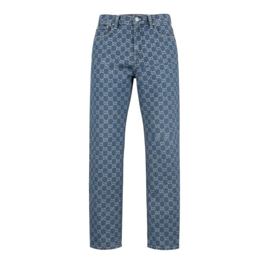 Ic16 【未使用品】GUCCI グッチ GGコットンデニムジャガードパンツ デニムパンツ サイズ24 インディゴ レディース ボトムk02i