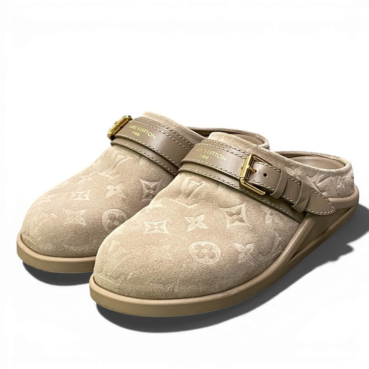 2a23 定価￥191,400 LOUIS VUITTON ルイヴィトン LV トゥ ゴー クロッグ サンダル 1AHLVW サイズ36 ベージュ スエードレザー モノグラム 保存袋有t18r