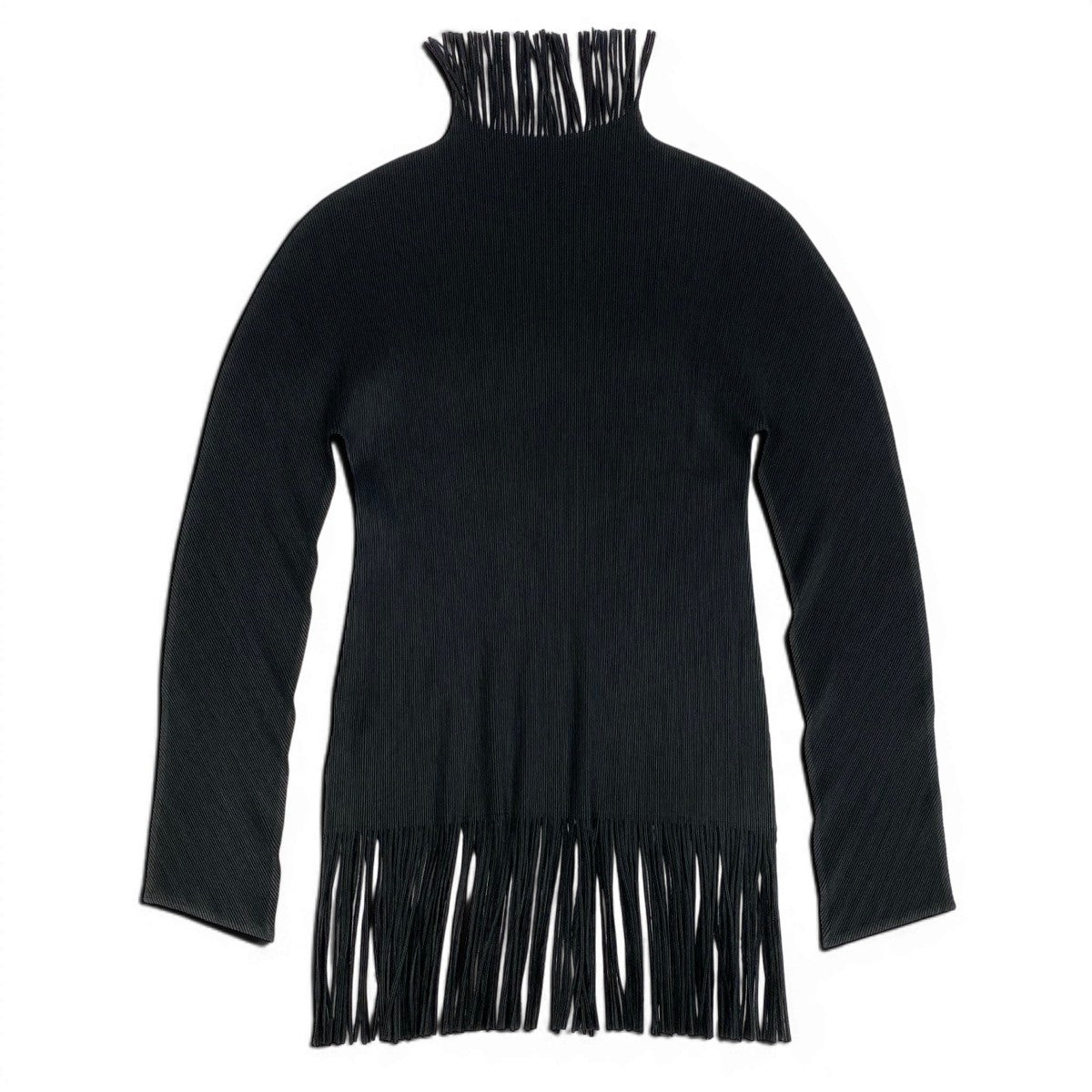 Ae14 【美品】 PLEATS PLEASE プリーツプリーズ フリンジ プリーツカットソー ロングスリーブ トップス PP21-FK003 サイズ3 ブラック ポリエステル100％ レディース 女性服ta1