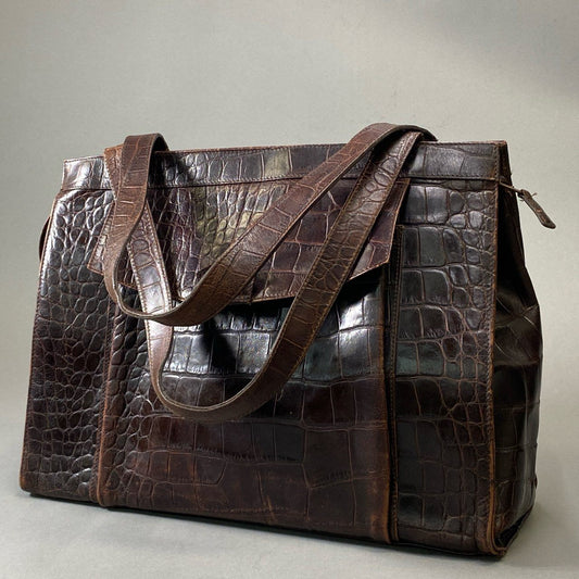 Aj3 Mulberry マルベリー クロコ型押し レザートートバッグ ブラウン 本革 ワンショルダー 英国製 鞄 カバンt18r