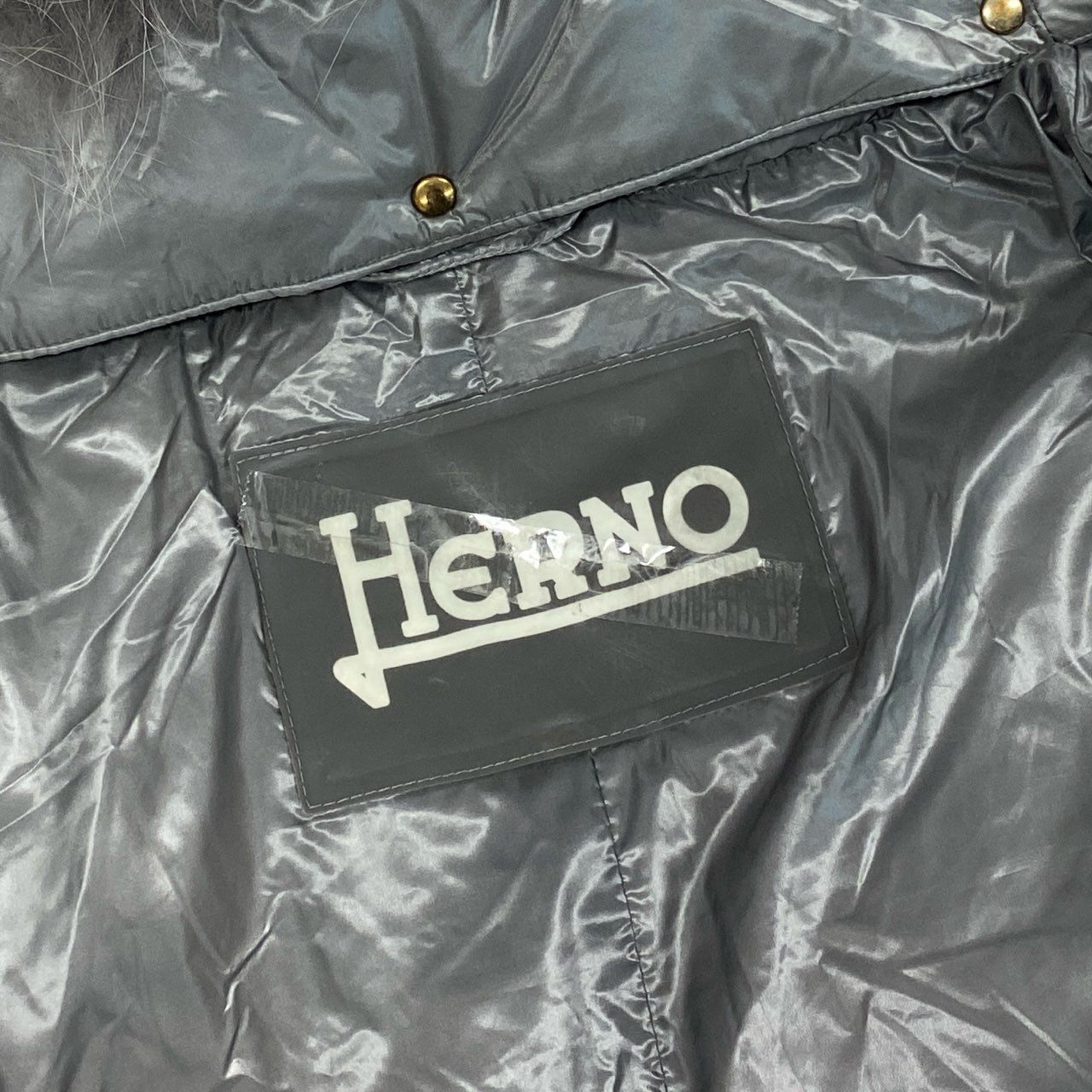 75j29 HERNO ヘルノ ロング ダウンコート アウター フォックスファー着脱可 21633DP 12017 2000 42サイズ グレー レディースu02t