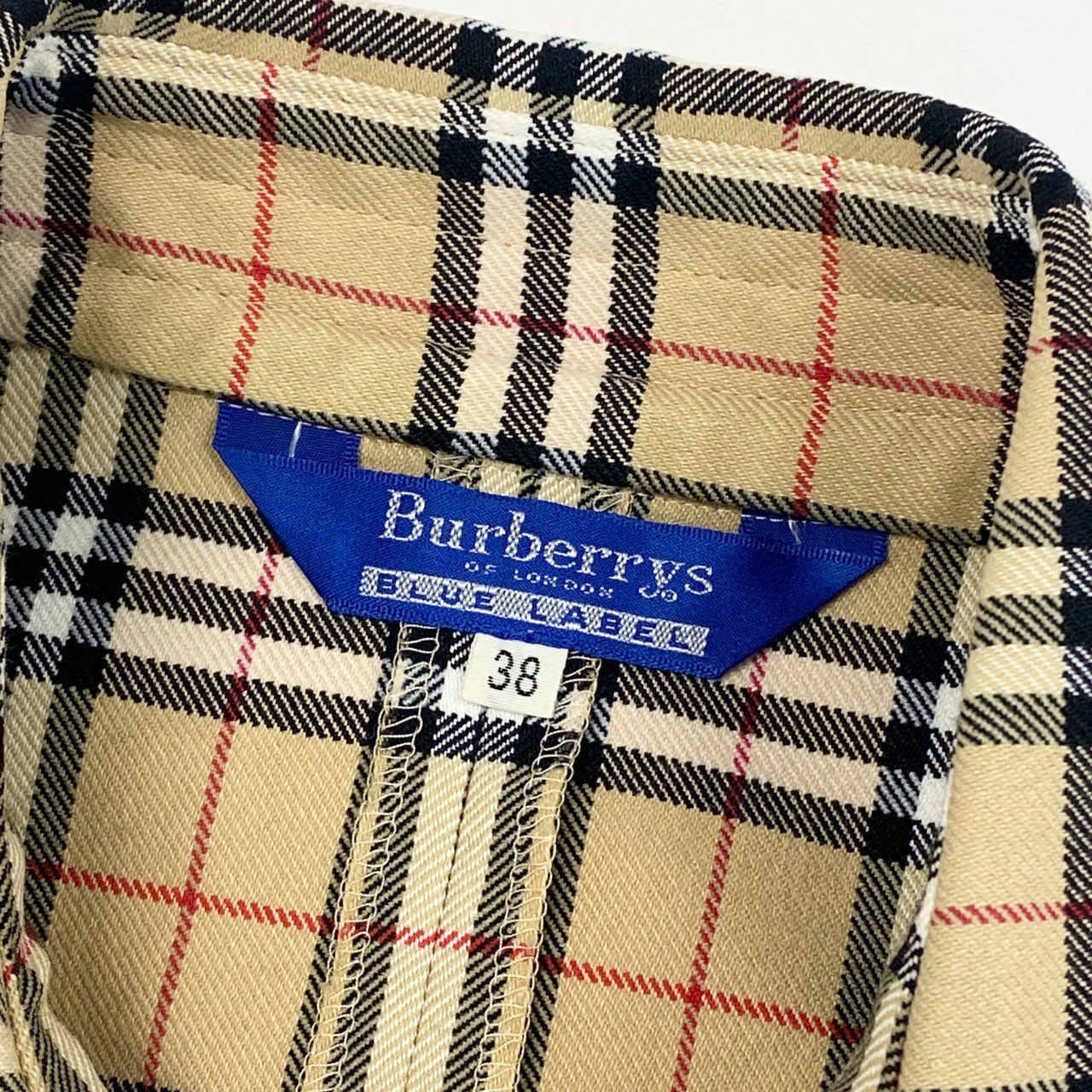 9b17 《美品》 Burberrys BLUE LABEL バーバリー ブルーレーベル 00‘S Y2K 半袖シャツワンピース チェックワンピース ノバチェック 伸縮ストレッチ素材◎ Aライン 38 ベージュ