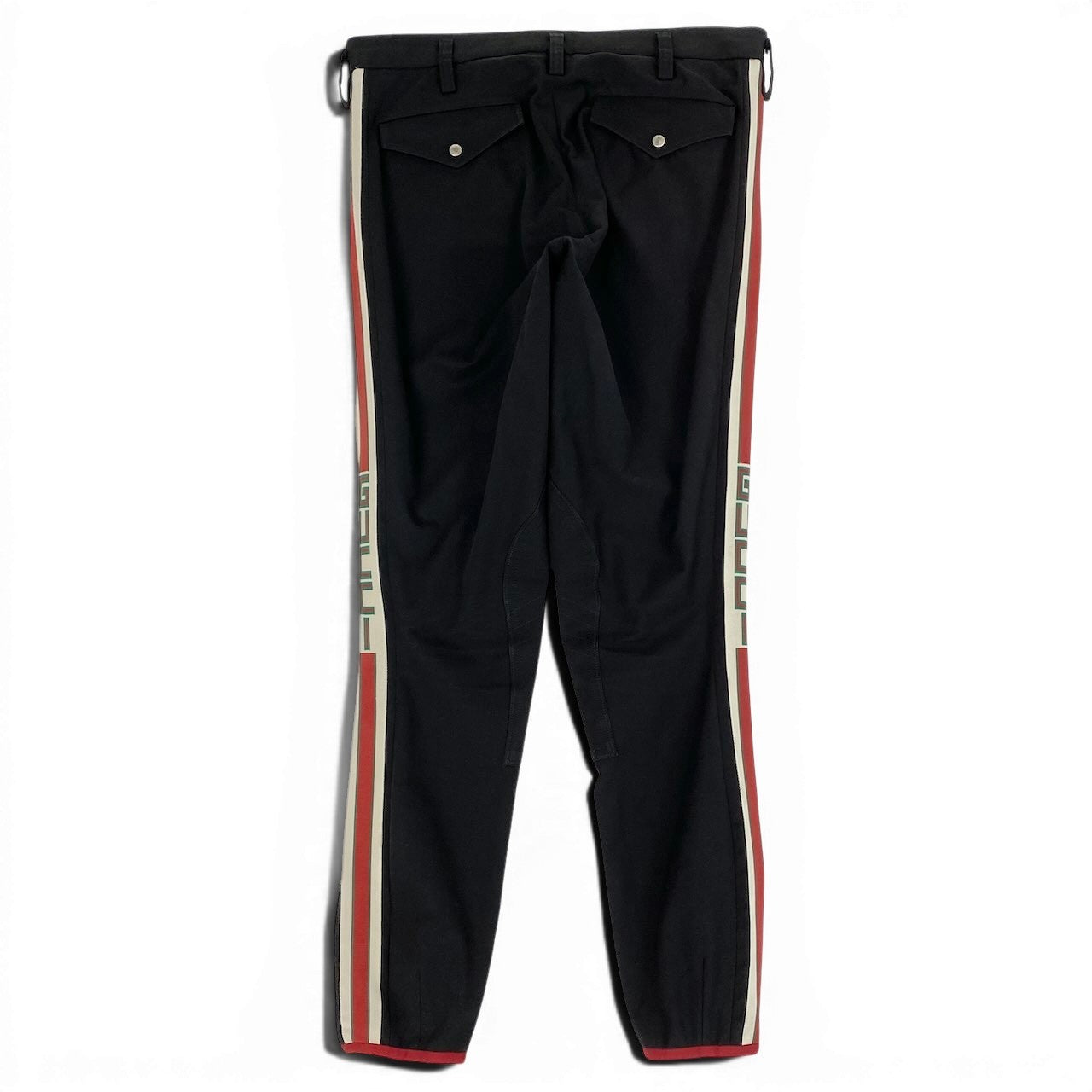 24e14 GUCCI グッチ ギャバジン ストレッチパンツ サイドロゴライン ボトム イタリア製 48サイズ ブラック メンズ 男性用u02t