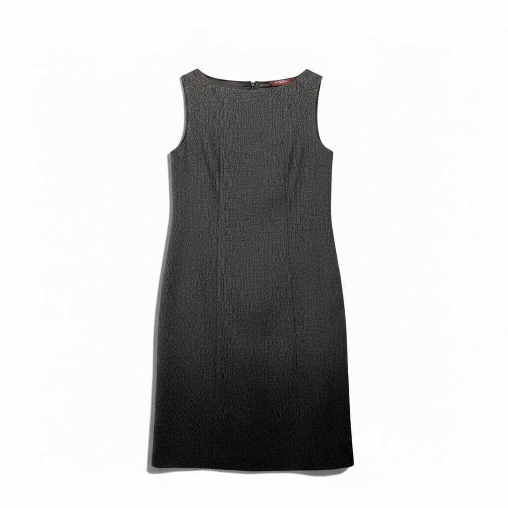 8h28 【美品】 MaxMara STUDIO マックスマーラ ステュディオ ノースリーブワンピース 膝丈 グラデーションデザイン ウール混 サイズ40 グレー系 レディースu02t