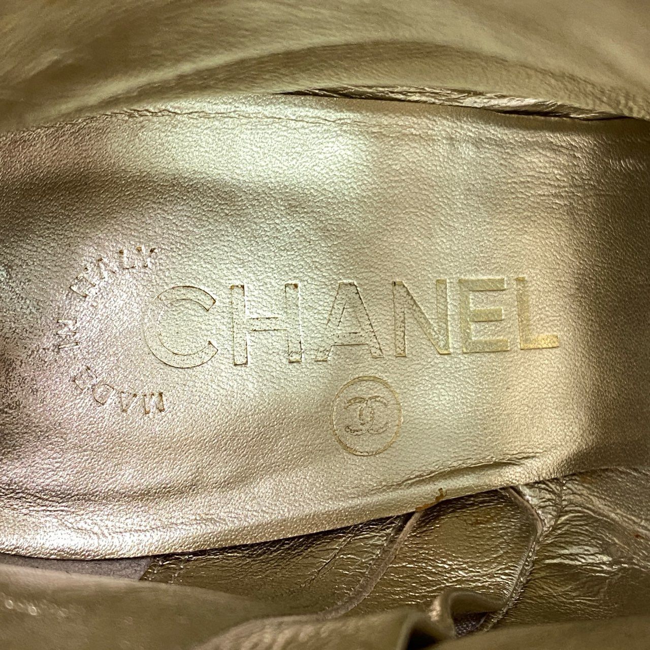 3l4 CHANEL シャネル ココマーク パール アンクルブーツ 36C ゴールド ブラック イタリア製 シューズ 靴 真珠