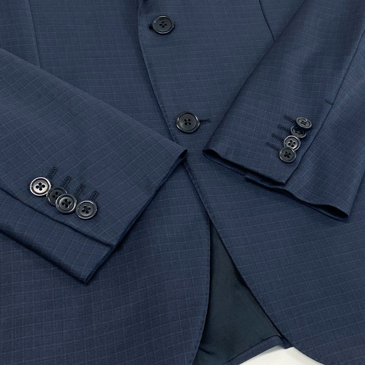 75f27 【美品】2022SS Ermenegildo Zegna エルメネジルドゼニア TOROFEO トロフェオ 2B シングルスーツ セットアップ ネイビー チェック サイズ7-46C メンズ ドレススーツ