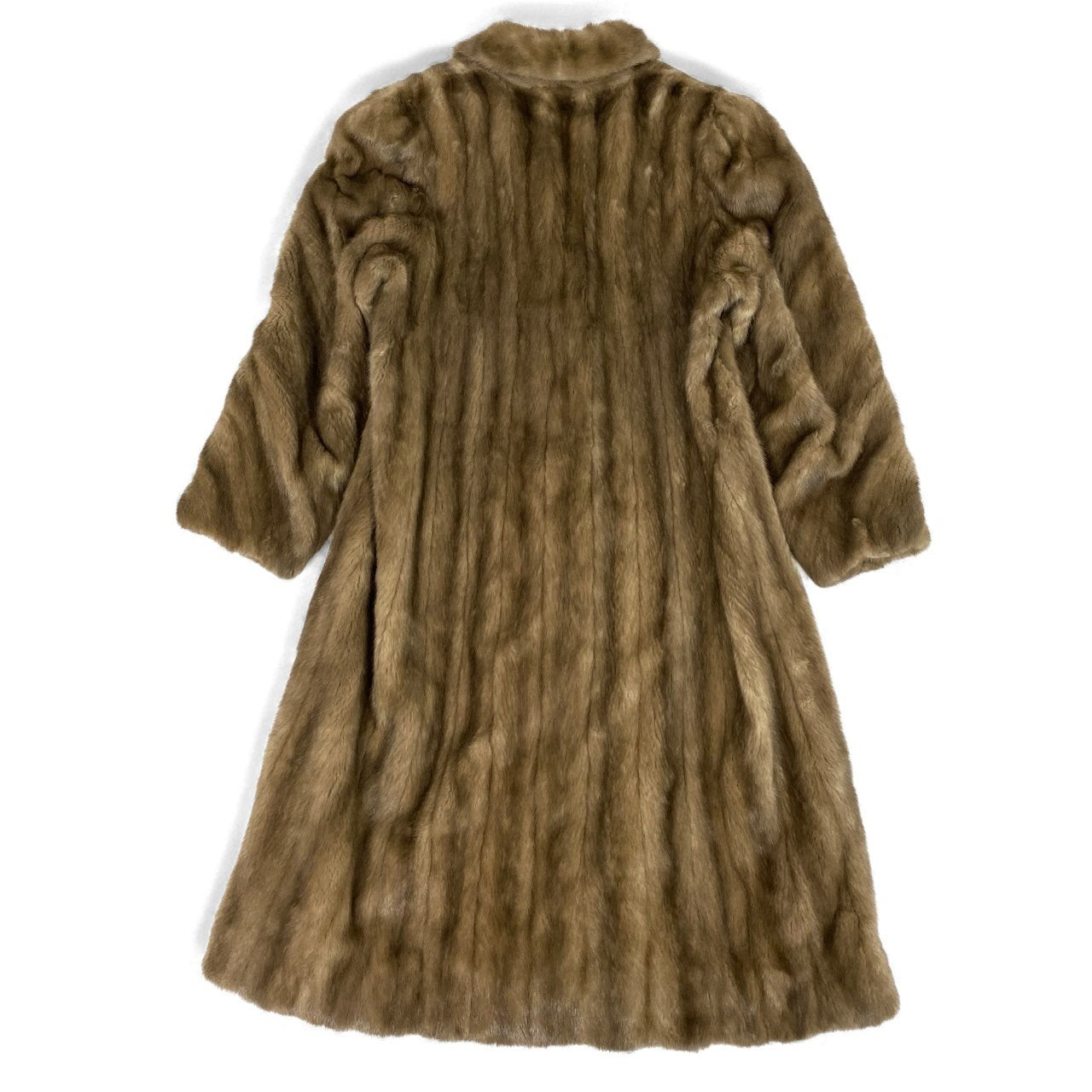 54L4 CRESCE 斜め段デザイン デミバフミンク 着丈110cm 超ロングコート サイズ11号 茶系 最高級本毛皮 MINK FUR リアルファーt18r