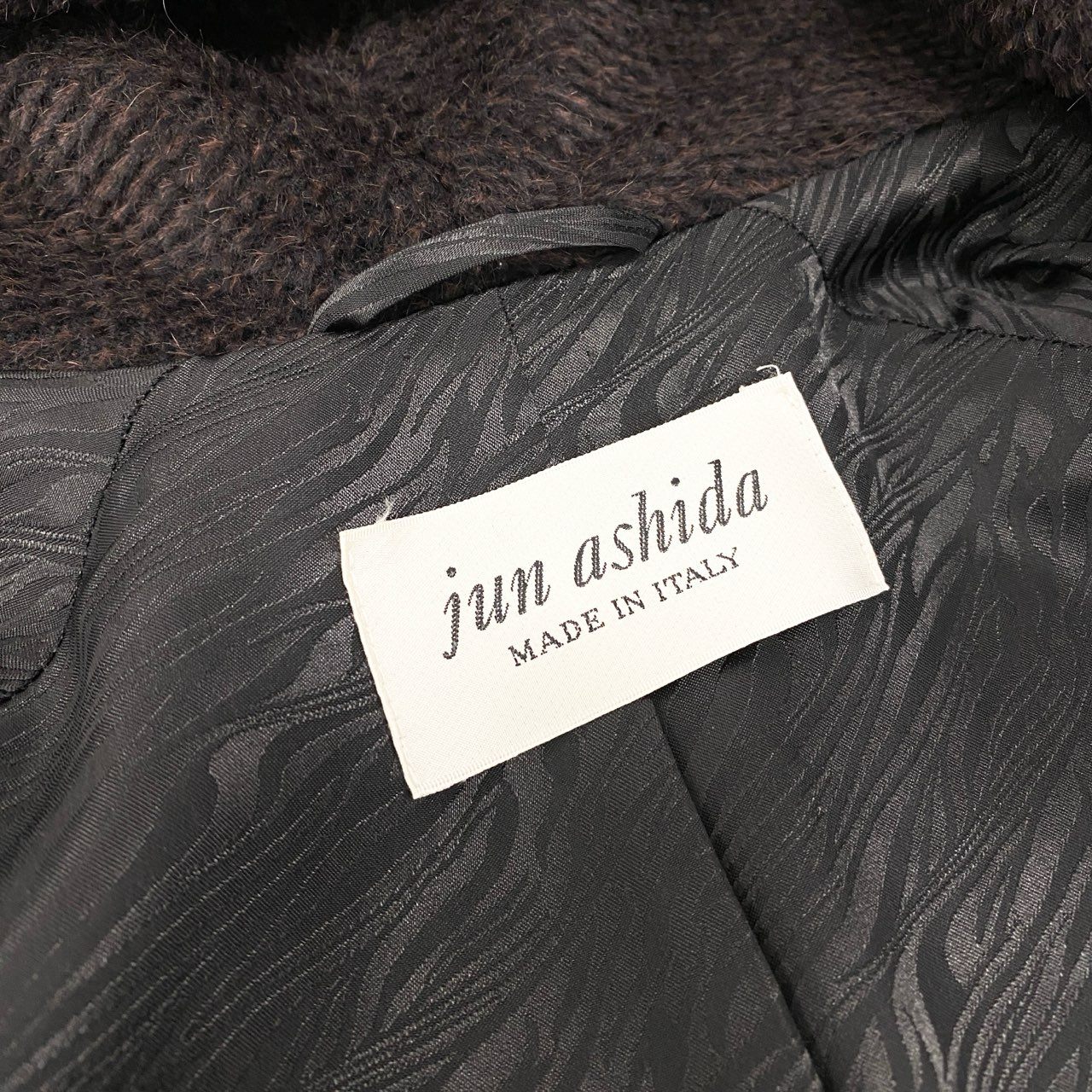 11k21 jun ashida ジュンアシダ イタリア製 フーデットコート ウールコート  PIACENZA ベビーラマ レディース 女性用 アウター 42 ブラウン系u02t