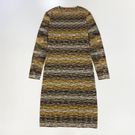 13j29 《美品》MISSONI ミッソーニ 長袖ニットワンピース ボーダー イタリア製 D-TK392 72サイズ マルチカラー レディースu02t