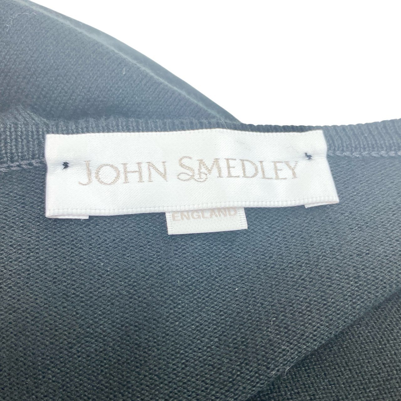 24b16 【美品】JOHNSMEDLEY ジョンスメドレー Vネックロングスリーブニットセーター コットンニット トップス Lサイズ ブラック コットン100％ メンズ 男性用u02t