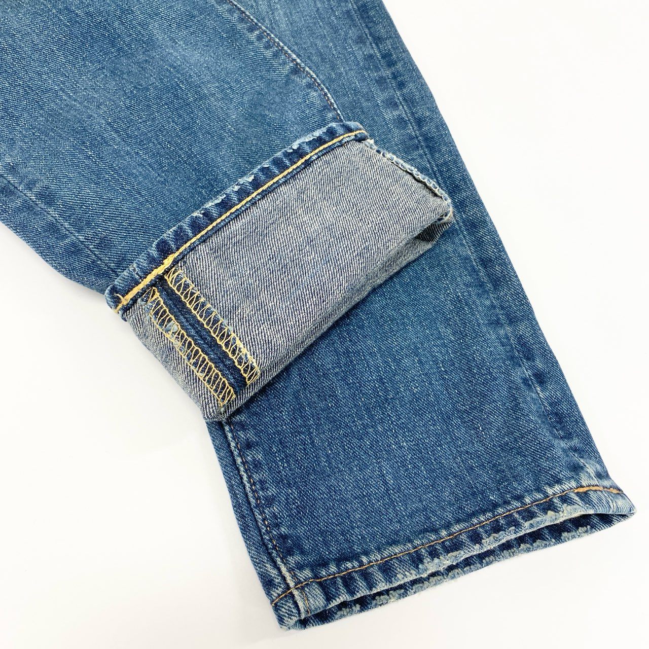 71i26 《美品》RRL ダブルアールエル デニムパンツ ダメージリペア加工 ジップフライ ロゴ刺繍 RN41381 29×30 インディゴ メンズk02i