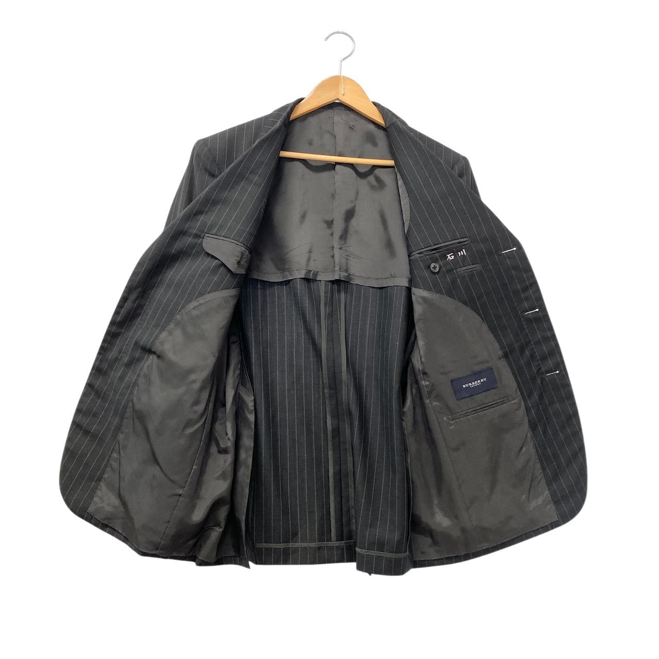 81c26 BURBERRY バーバリー セットアップスーツ テーラードジャケット ストライプ メンズ 男性用 BBD42-201-08 96-86-170AB5 ダークグレーo07t