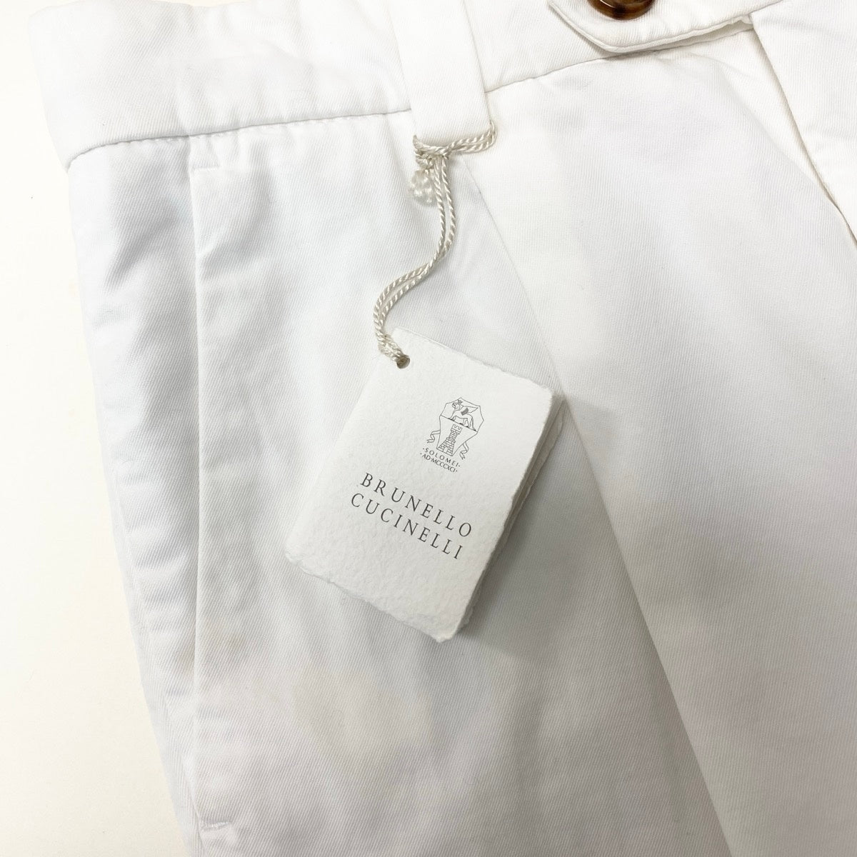 34g18 【新品保管品】BRUNELLO CUCINELLI ブルネロクチネリ コットンスラックスパンツ ボトム イタリア製 44サイズ ホワイト コットン100％ メンズ 男性用u02t