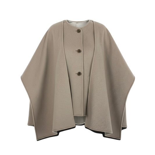 j1 LANVIN en Blue ケープコート ポンチョ コート  38 グレー系 ウール ナイロンu02t